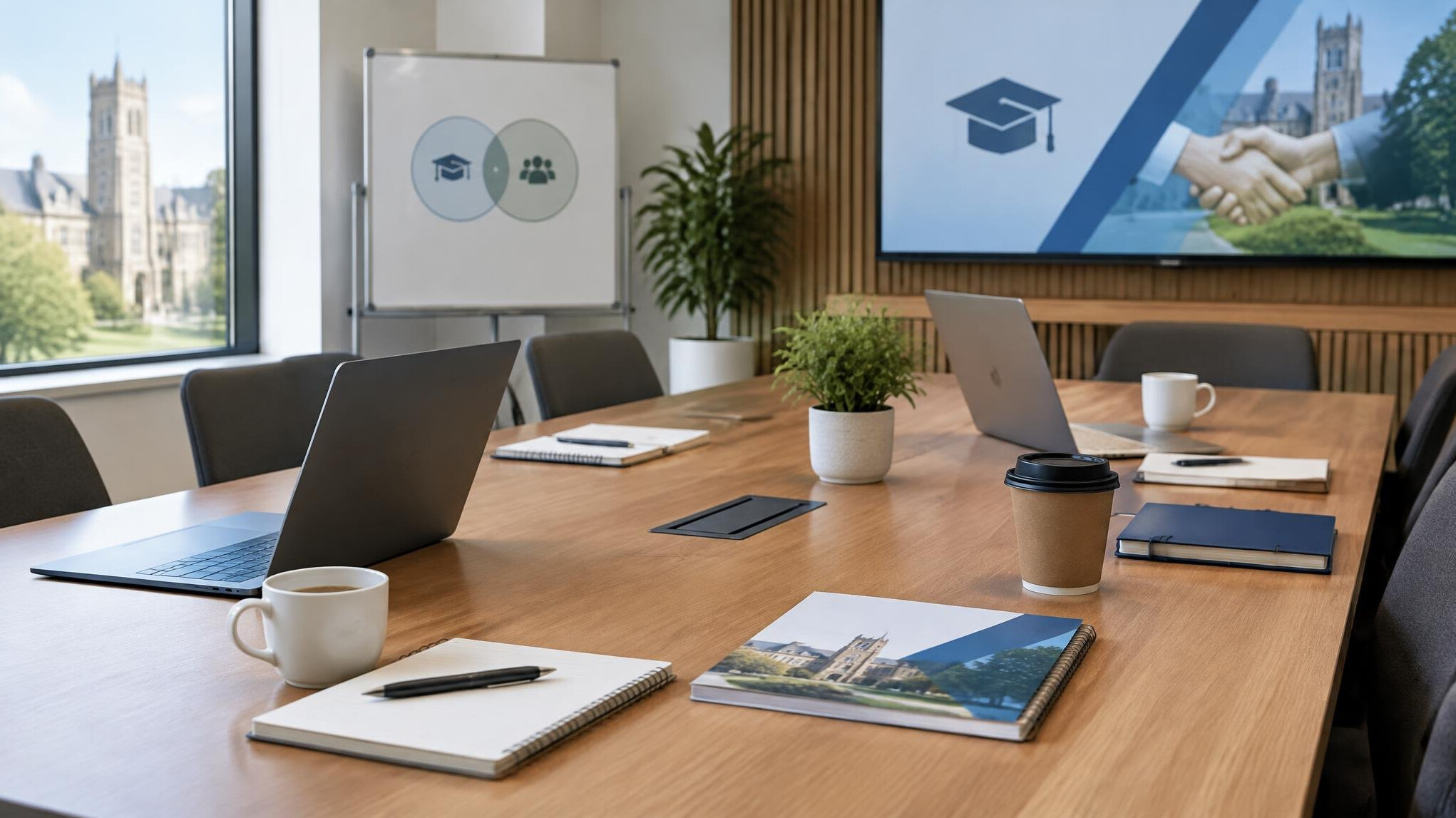 Partnership meeting around a table in a modern office