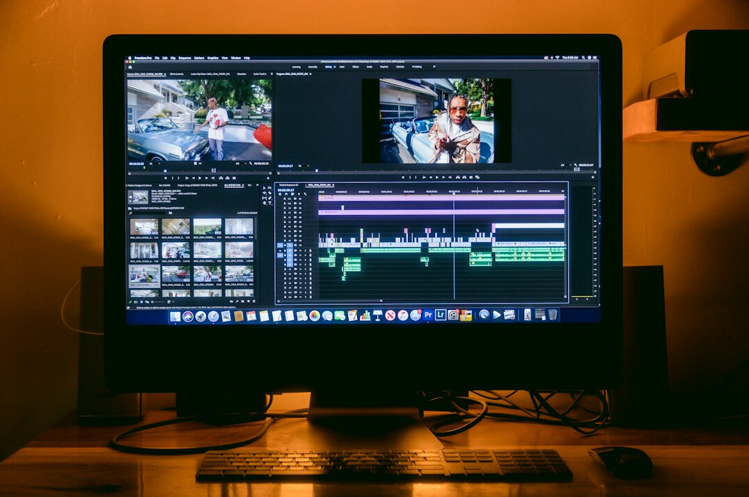 film editor at computer