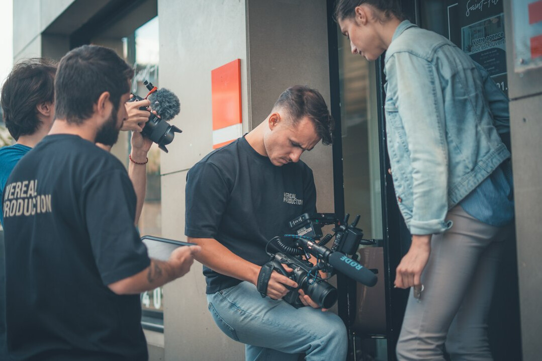 team collaborating on film
